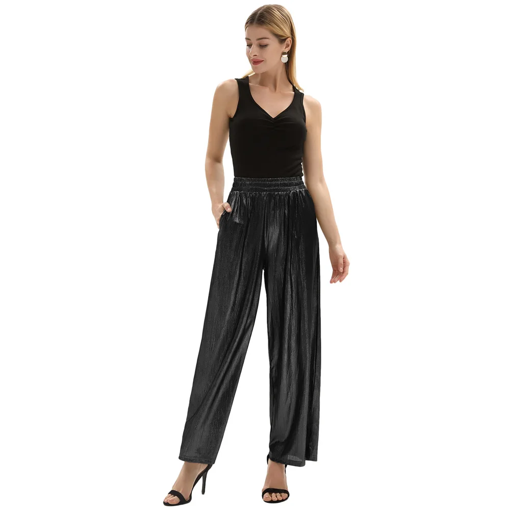 Trend High Street Loose Palazzo Pants Office Lady Wide Leg Trousers Women Elegant OL Style Fashion Flare Pants