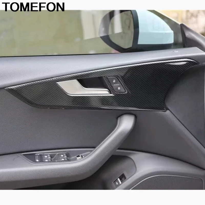TOMEFON для Audi A4L A4 B9 LHD ABS внутренняя дверная ручка подлокотник панель окно Лифт крышка наклейка отделка Аксессуары Карбон