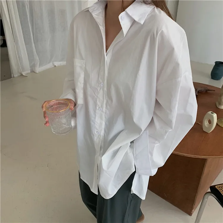 

ZCSMLL 2020 New Summer Casual Tops Back Straps Sexy Sunscreen Long Sleeve Pockets Loose Solid White Color Shirt Women