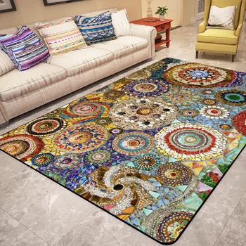 

New Bohemian Style Retro Home Rug Persian Ethnic 3D Printed Living Room Rug Bedroom Decoration Carpet Kitchen Floor Mat