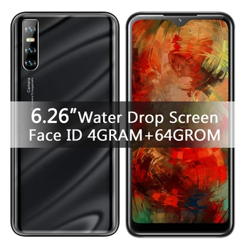 

A80s 4G RAM 64G ROM Quad Core Smartphones Face ID 6.26" Water Drop Screen Mobile Phones 13MP CellPhones unlocked Phone celulars