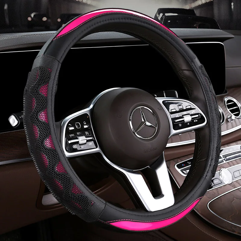 1 pc 3D сотовый Чехол для рулевого колеса автомобиля 38 см сообщение искусственная кожа авто рулевое покрытие чехол дышащие аксессуары для интерьера - Название цвета: 1 pc