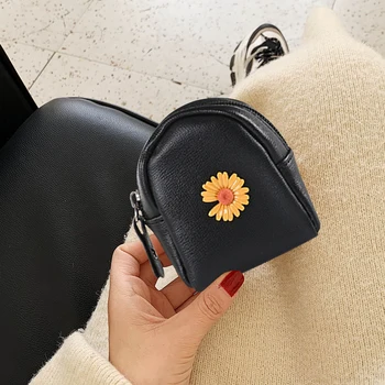 

Mini Coin Purse Women PU Classic Texture Delicate Creative Design Chic Cute Small Key Holder Portable Daisy Card Storage Bags