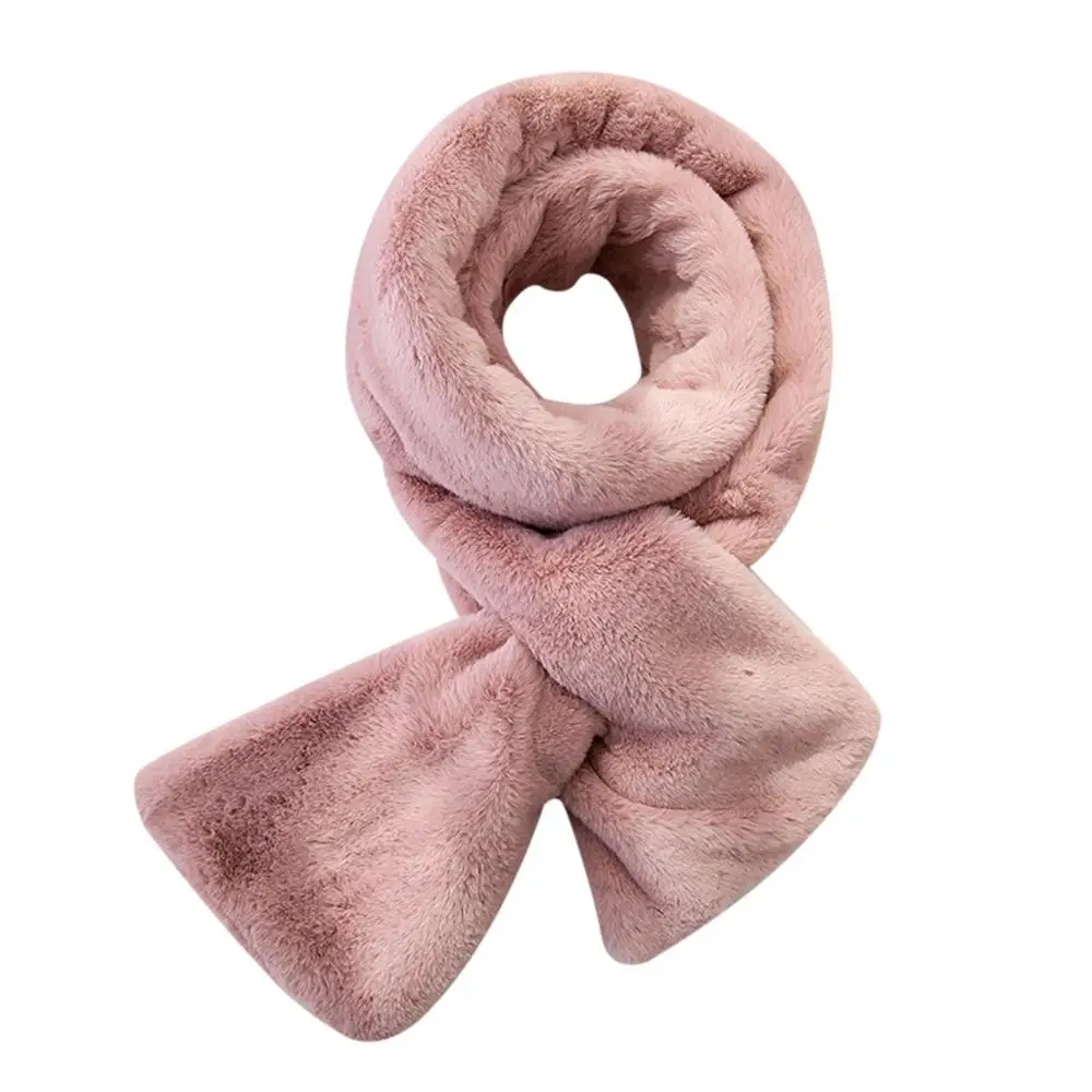Женский теплый и удобный плюшевый шарф, зимний плотный однотонный модный Дамский шарф - Цвет: Pink