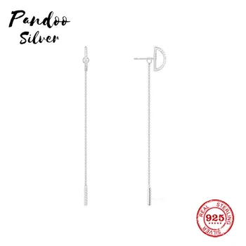 

Pandoo Fashion Charm Sterling Silver Original 1:1 Replica, Original Silver Earrings With Chain Luxury Jewelry Gift For Female