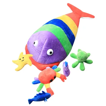 

6PCS/Set Starfish Shark Crab Octopus Hippocampus Fish Toy Set for Boys Girls Rattle Plush Sea Animal Toy Set Hot Sale