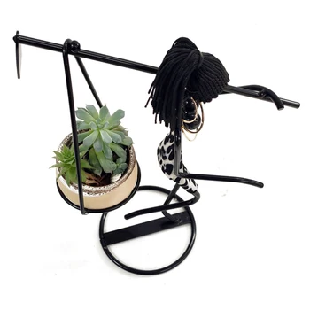 

Home Decor Flower Pot Iron Stand Balcony Cacti For Succulent Plant Nursery Portable Exotic Girl Desktop Bedside Birthday Gift