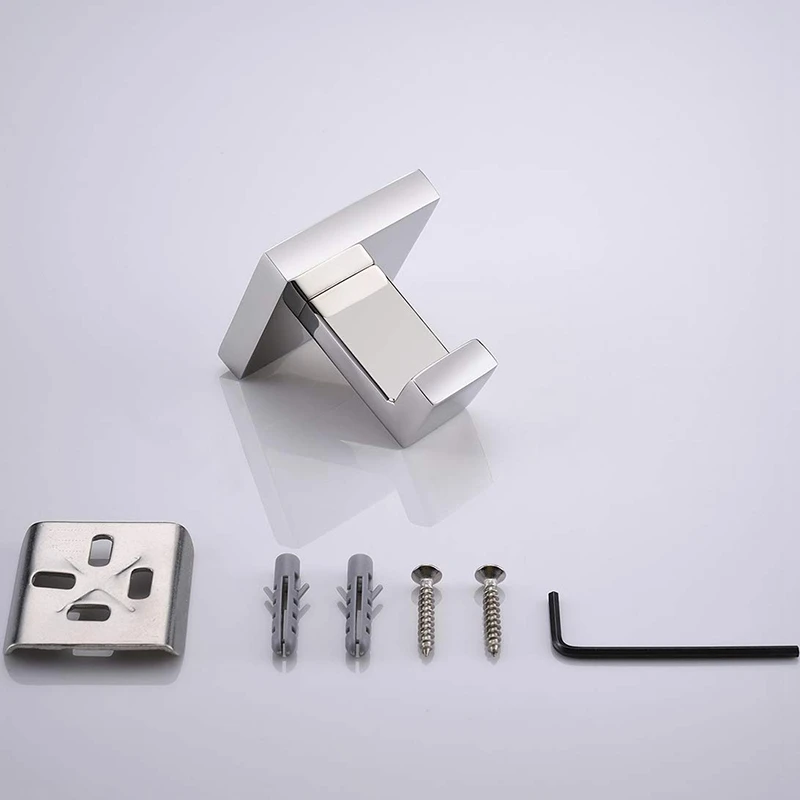 Bath Towel Hook SUS 304 Stainless Steel Square Clothes Towel Coat Robe Hook Cabinet Closet Door Sponges Hanger for Bath Kitchen