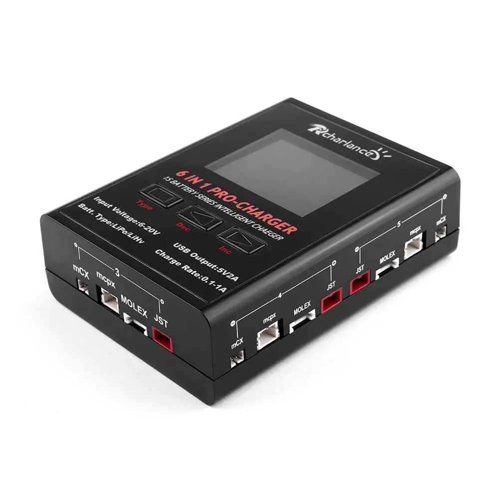 Беспилотный летательный аппарат 6-в-1 Pro Зарядное устройство 1S LiPO/LiHV Батарея Зарядное устройство с mCX/JST/mcpx/MOLEX для RC автомобиль RC лодка