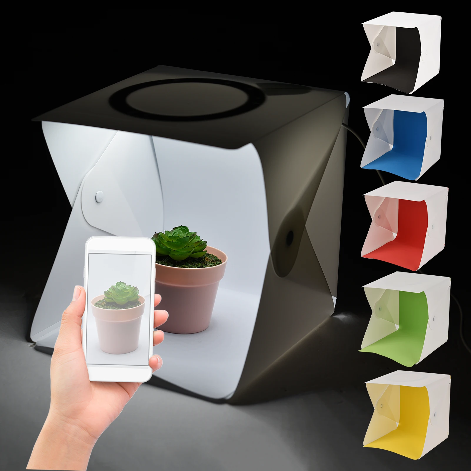 MiniPhotographyLightBoxKitFoldableLEDLightBoxKitwithColorful
