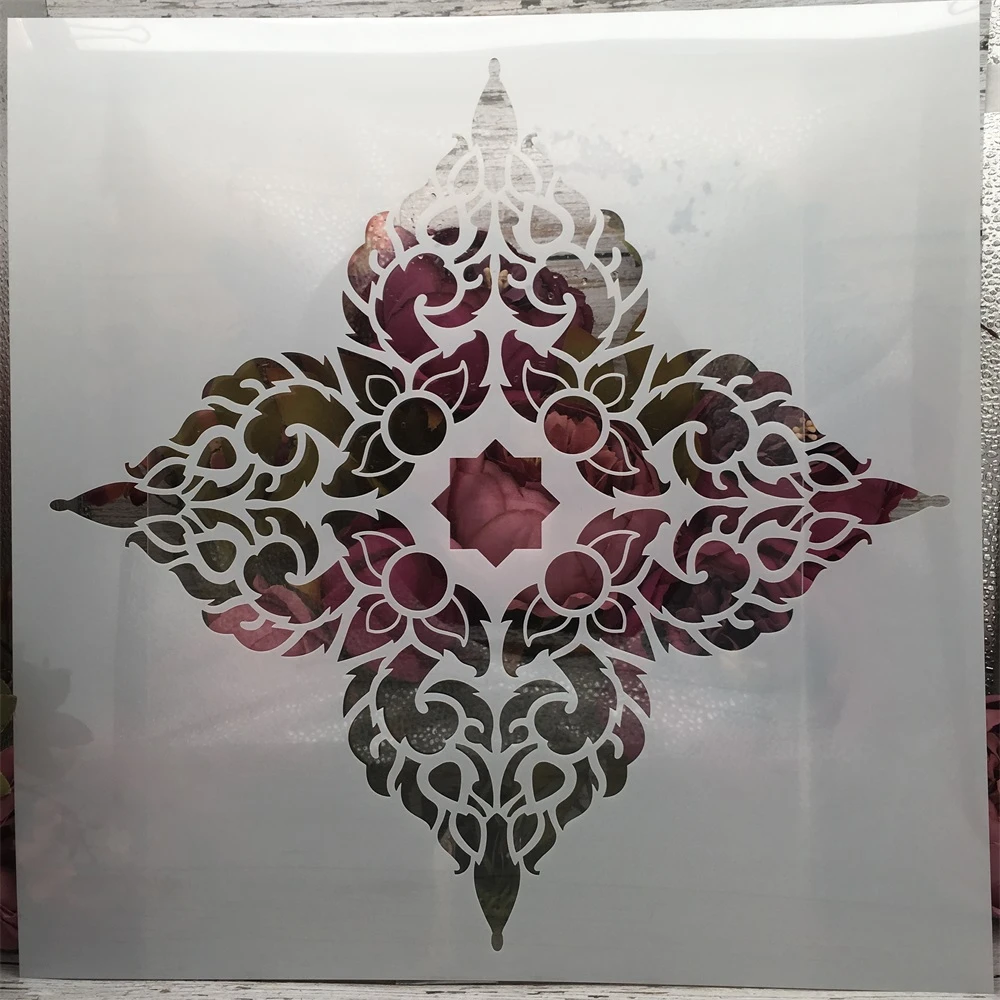 30 30 センチメートル花曼荼羅クローバー Diy 階層化ステンシル絵画スクラップブック着色エンボスアルバム装飾テンプレート Null Aliexpress