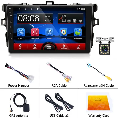 With 12 LED Camera Podofo 2din Автомагнитола " Android 8,1 2.5D стекло gps Navi Автомобильный мультимедийный воспроизведение wifi Аудио для 2006- Toyota Corolla Car Stero - Цвет: With 12 LED Camera