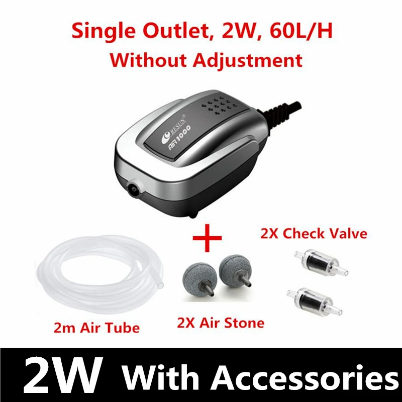 2W with Accessories 220 В тихий воздушный насос для аквариума, кислородный компрессор для аквариума, насос для аквариума, аэратор для аквариума, аксессуары - Цвет: 2W with Accessories