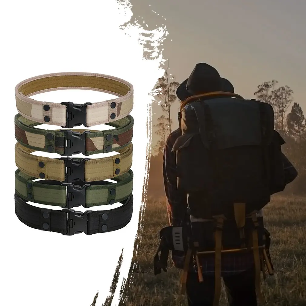 New Combat Canvas Duty Tactical Sport Belt with Plastic Buckle Army Military Adjustable Outdoor Fan Hook Loop Waistband