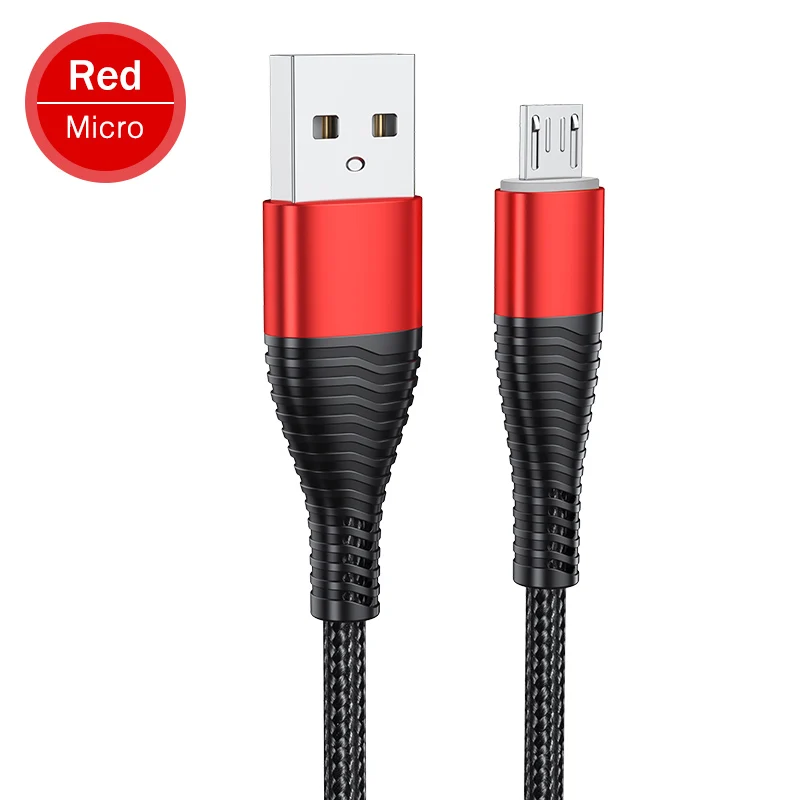 Кабель Micro USB REDNUT 1 м, 1 м, 3 А, нейлоновое быстрое зарядное устройство, провод Microusb для samsung, Xiaomi, Android, микро зарядное устройство для мобильных телефонов - Цвет: Red