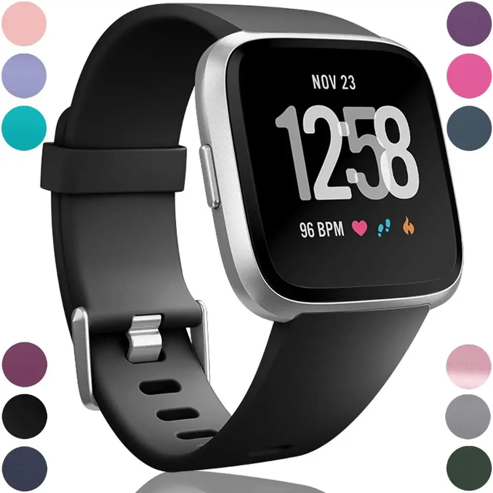 Силиконовые смарт-часы браслет на запястье для Fitbit Versa ремешок часы Reverse Пряжка Замена для Fitbit Versa Lite ремешок - Цвет: Black