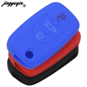 

jingyuqin 30pcs/lot New skin silicone car key fob cover case set for Audi A3 A4 A6 A8 TT 3 Button flip folding remote Key shell