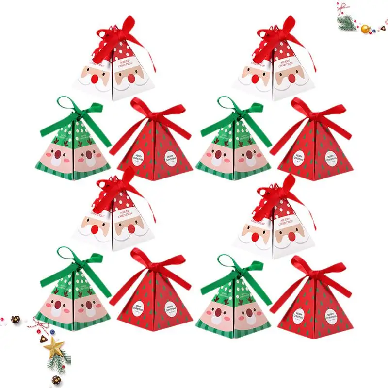 15pcs Unique Christmas Candy Box Portable Chocolate Cases Xmas Theme Pattern Gift Boxes For Home Party Festival