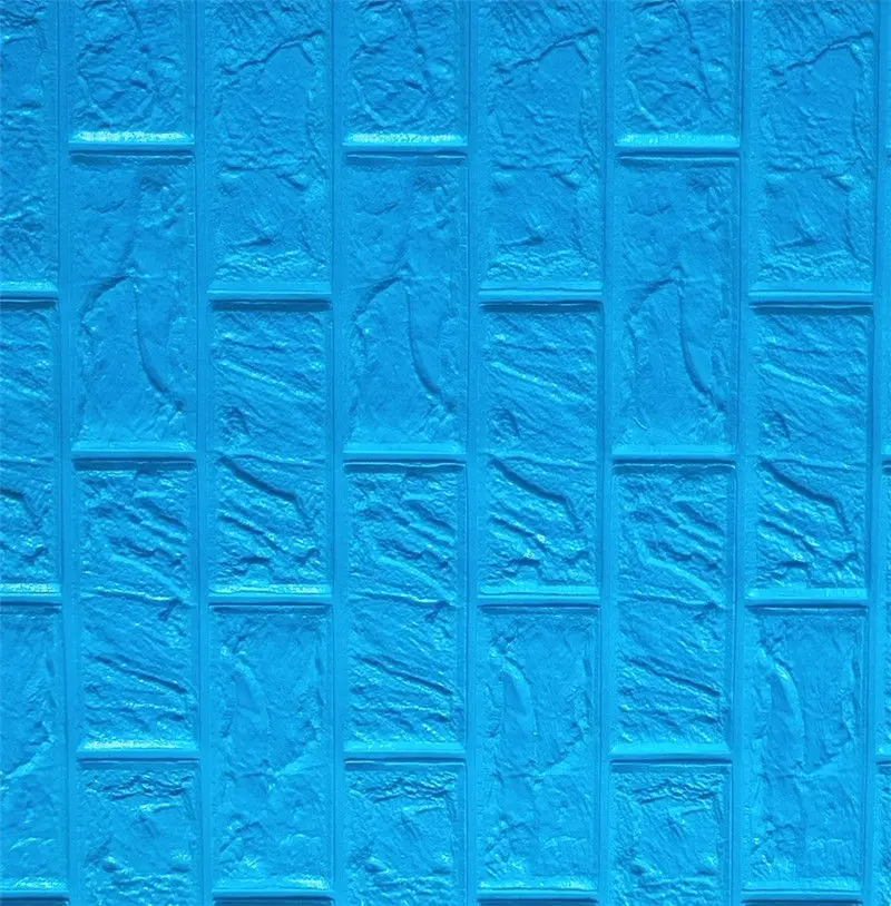 60X30cm 10pcs 3D Brick Wall Stickers Wallpaper Decor Foam Waterproof Wall Covering Wallpaper for Kids Living Room DIY Background - Цвет: Sky Blue