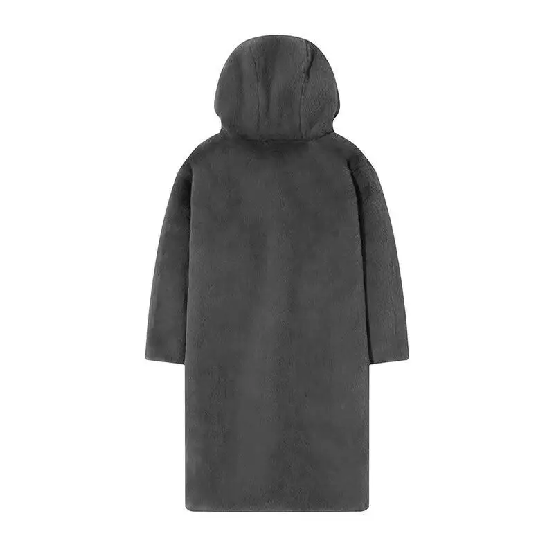 Oversized Winter Warm hooded Jacket women Thicken Long Coat Solid color Faux Fur Coat Women Casual Women Fur Faux Jacket Outwear