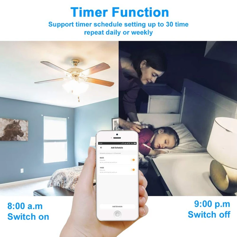 WiFi умный потолочный светильник-вентилятор настенный выключатель, Smart Life/Tuya APP пульт дистанционного управления различными скоростями, совместим с Alexa и Google Home