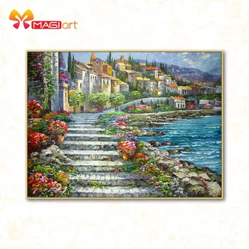

Cross stitch kits Embroidery needlework sets 11CT water soluble canvas patterns 14CT Seaside scenery wonderland-NCMS094