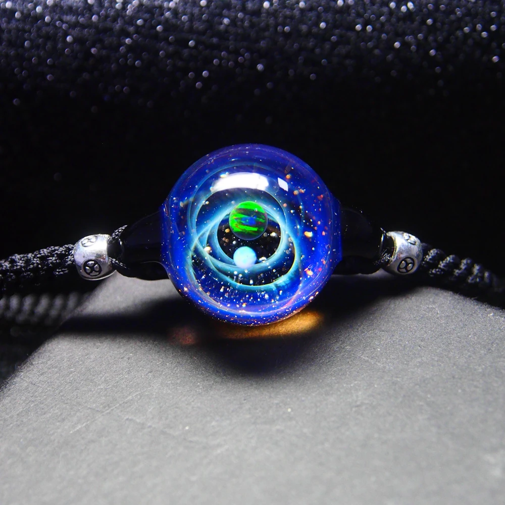 Вселенная планеты стеклянные браслеты из бисера и браслеты галактика модные ювелирные изделия галактика солнечной системы браслет для женщин Рождество - Окраска металла: necklace 2