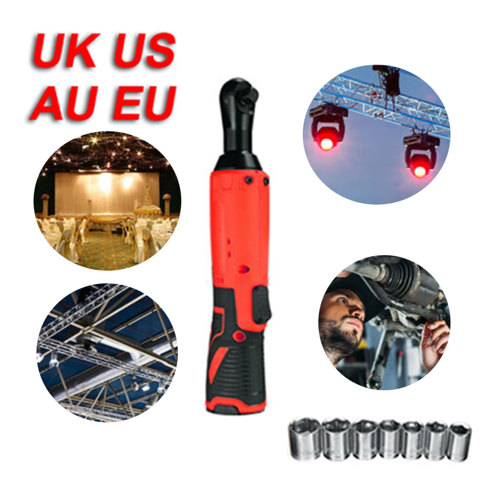 

high quality 3/8'' 12V 45N.m Cordless Ratchet Right Angle Wrench Tool +7 Socket No Battery hand tools