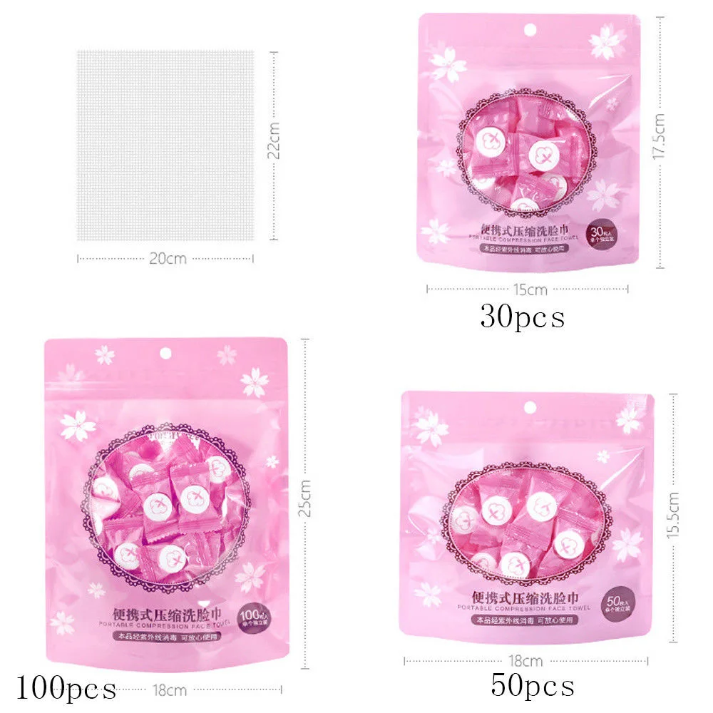 12-56 Pcs Disposable Pure Cotton Portable Travel Tablet Face Towel Wet Water Wipes Cloth Napkin Outdoor Cleaning Wet Tissues