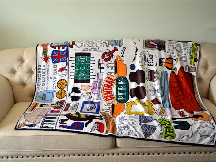 

Friends tv show central perk hugsy yellow frame soft blanket dust cover the color will not fade