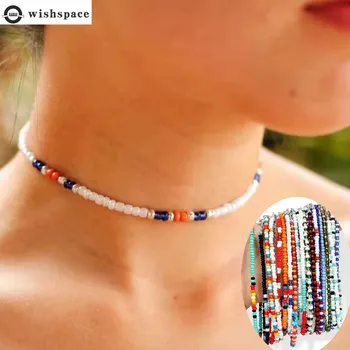 

Wishspace Bohemian glass bead choker, fashionable woman fashion necklace jewelry girlfriend on valentine's day gift