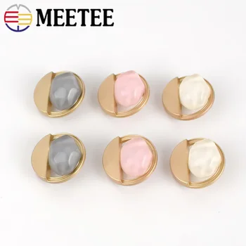 

Meetee 10/20pcs 20mm Fashion Metal Button Plastic Colored Stone Decorative Shank Buttons DIY Coat Clothing Sew Buckle Material
