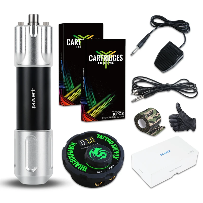 

Dragonhawk Mast Series Tattoo Machine Set Kit Powerful Coreless Motor Rotary Pen Makeup Power Needles
