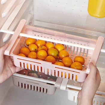 

Multi-Purpose Kitchen Retractable Drawer Organizer Adjustable Refrigerator Storage Rack Fridge Freezer Pull-out Space Saver