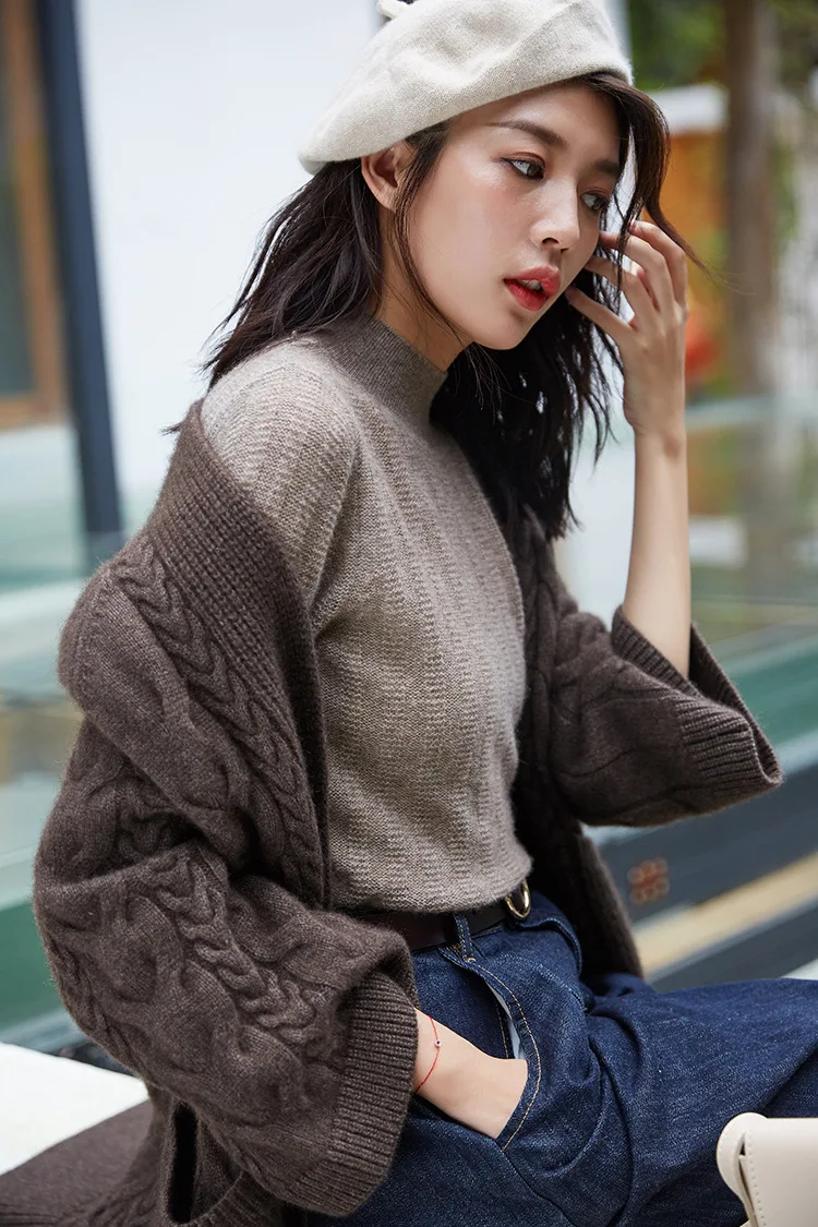 Yak Wool Cardigans Korean Christmas Sweater Oversized Runway Sweater Winter Clothes Long Cardigan ins Luxury Knit Sweaters Women