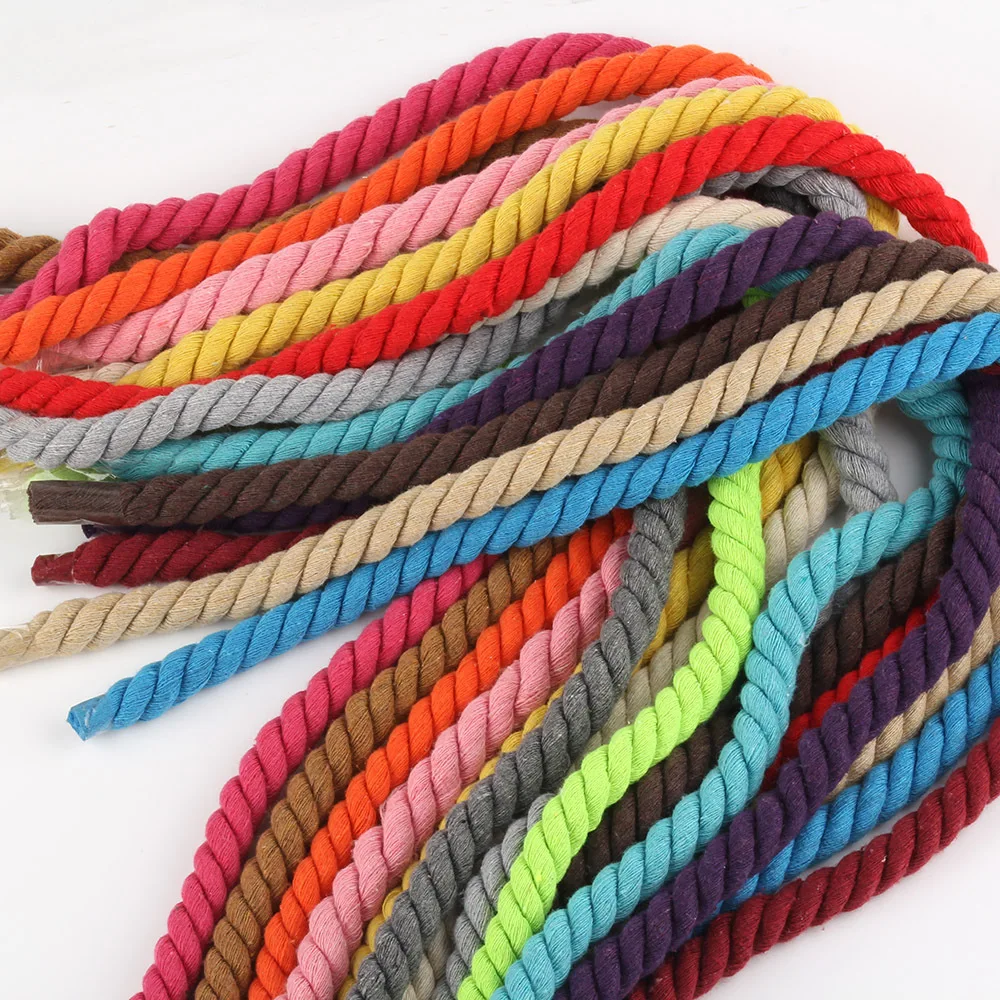 2Meters 12MM 3 Shares Twisted Colorful Cotton Cords/Rope for Bag Home Decor DIY Textile Accessories cotton rope