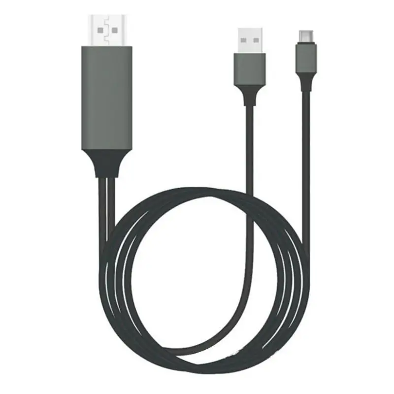Black USB 3,1 type C к HDMI кабель адаптер конвертер Ultra HD 1080P 4k зарядка HDTV Видео кабель для samsung для huawei - Цвет: Black