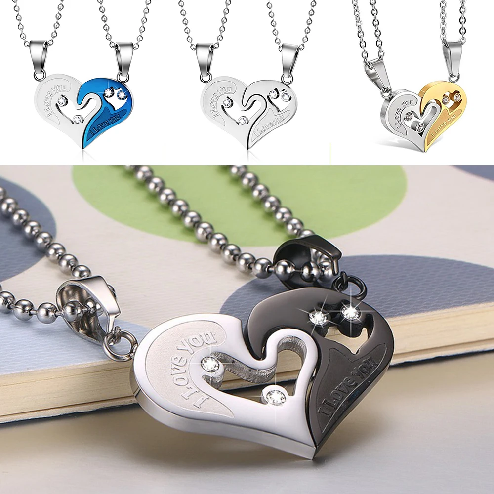 4 стиля сердца пара ожерелье s для влюбленных I Love You 1/2 романтическое Ожерелье Подвеска из нержавеющей стали парная подвеска на ожерелье