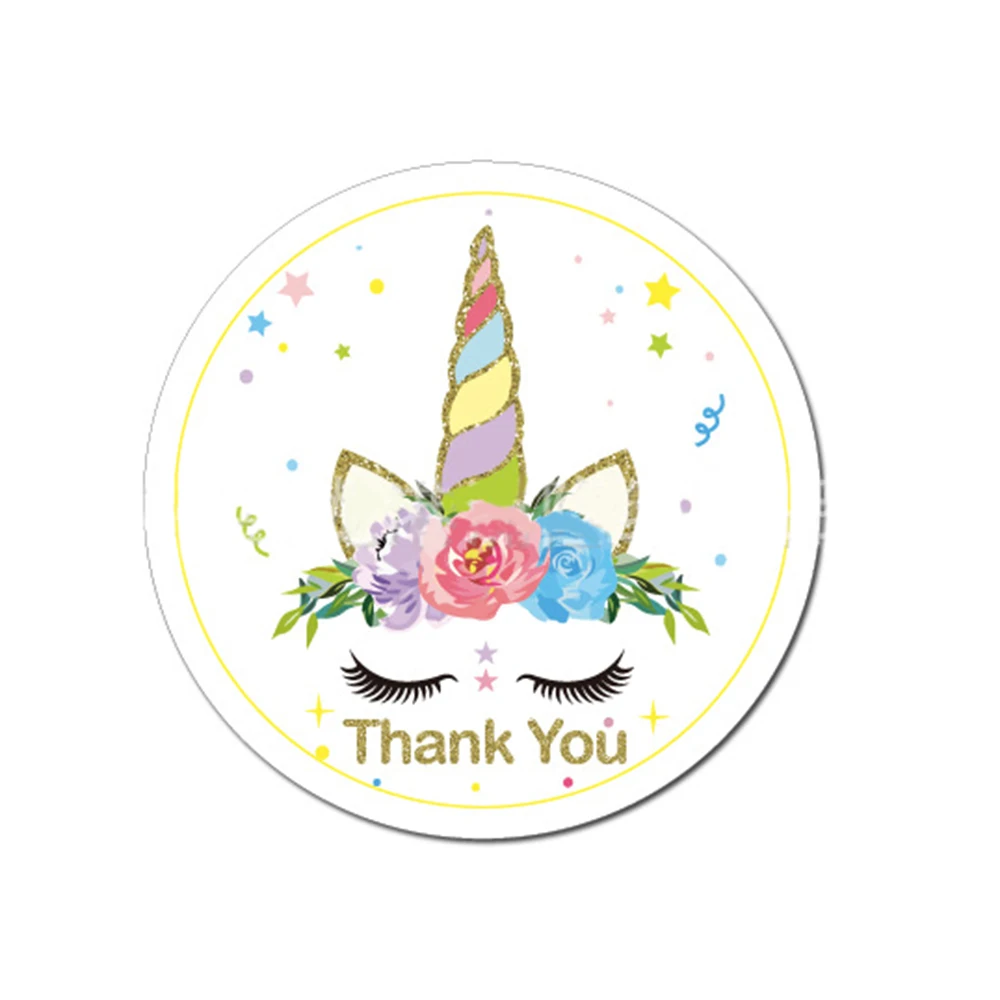 120 Pcs Unicorn Round Sticker Paper Labels Adhesive Kraft Seal Sticker for Baking Gift Stickers Birthday Decoration