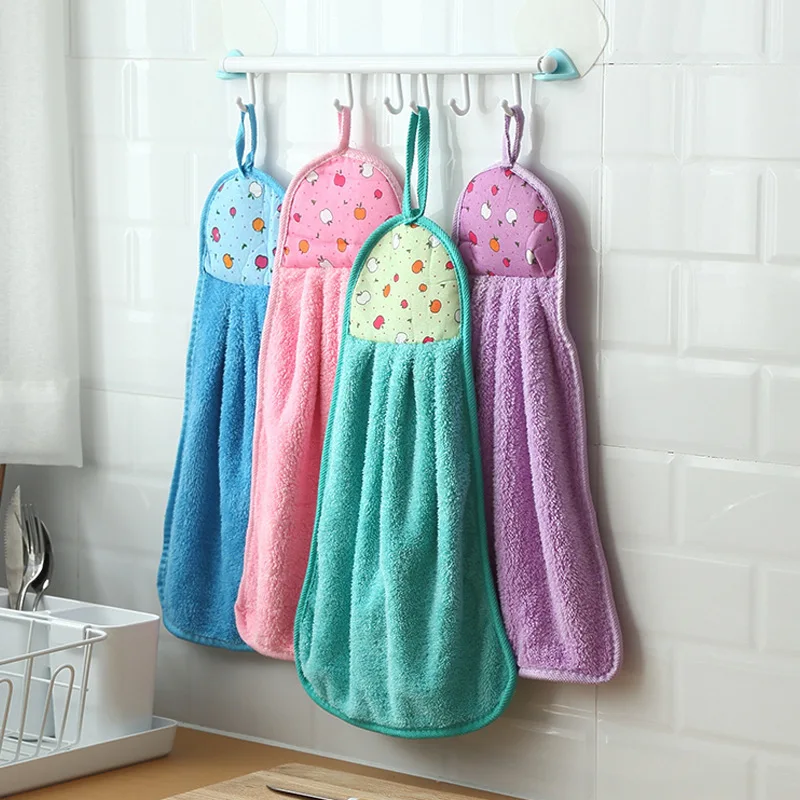 30*40cm Coral Fleece Hanging Hand Towel Sanitary Ware Soft Hand Towel