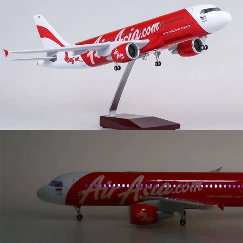 1/80 масштаб 47 см самолет Airbus A320 NEO воздушная Азия. Com модель самолета светодиодный свет и колесо шасси литье под давлением модель самолёта из смолы игрушка