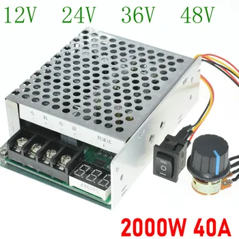 

DC 12V 24V 36V 48V 40A 2000W PWM Motor Speed Controller Digital Display Adjustable DC CW CCW Reversible Switch Self Reset Button
