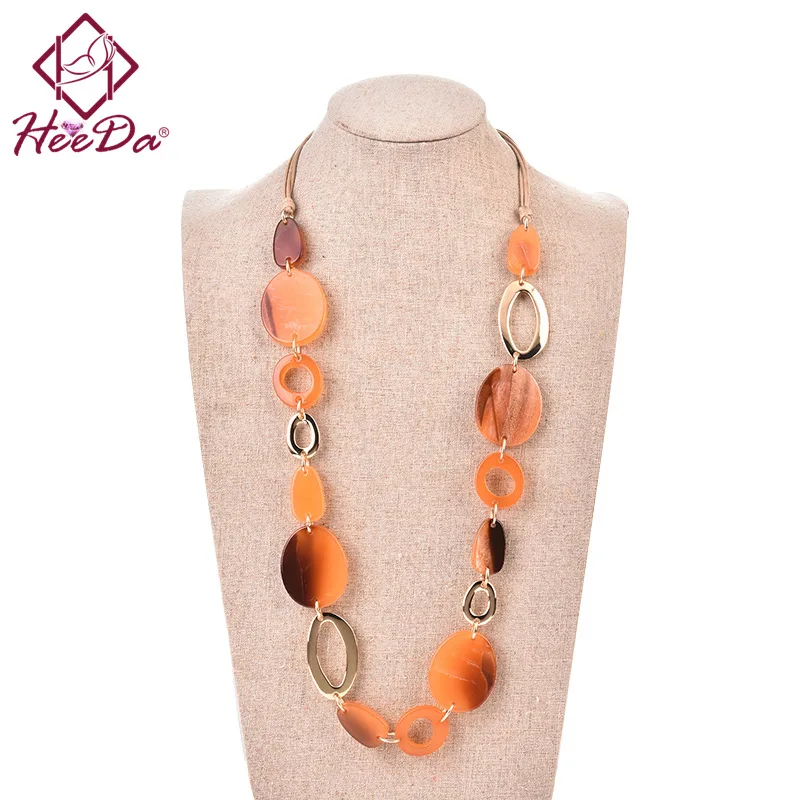 Long Orange Necklace Women Acrylic Joker Neck Accessories Vintage Necklace Orange Necklace