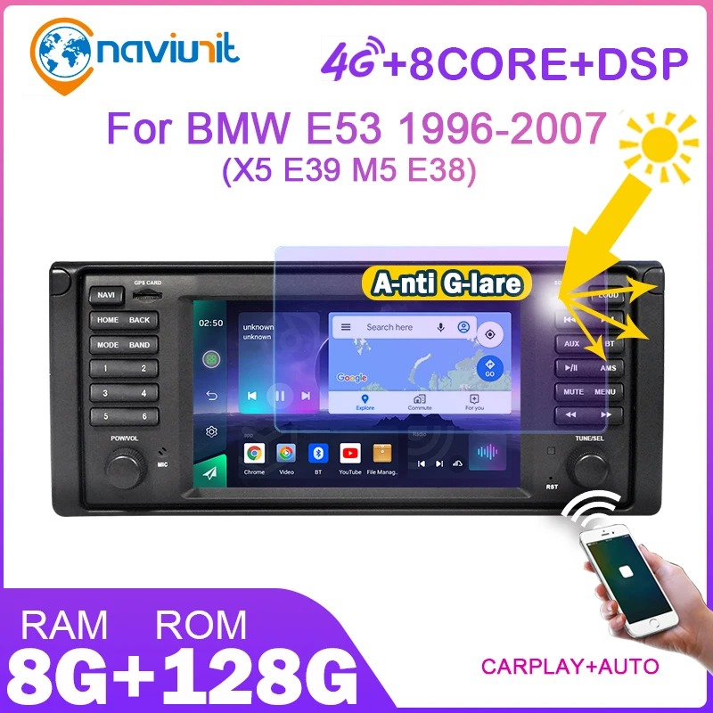 Автомагнитола 2 din android 10 стерео с экраном для BMW X5 E53 5 Series E39 M5 1996-2007 Carplay