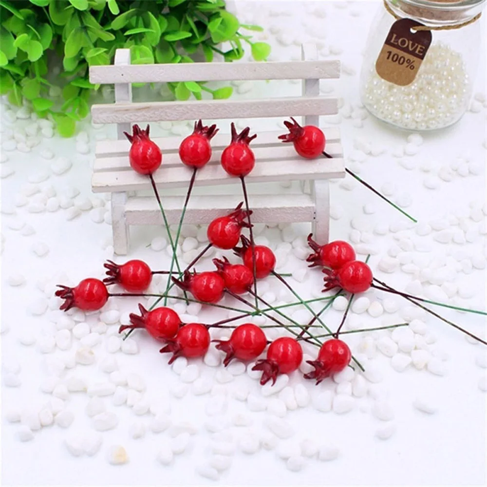 20 Pcs Mini Artificial Plastic Pomegranate Fruit Vegetable Small Cherry Bouquet Stamen Wedding Home Christmas Flower Decorative vegetable ornaments,table decoration,artificial plant flowers,artificial plant flower