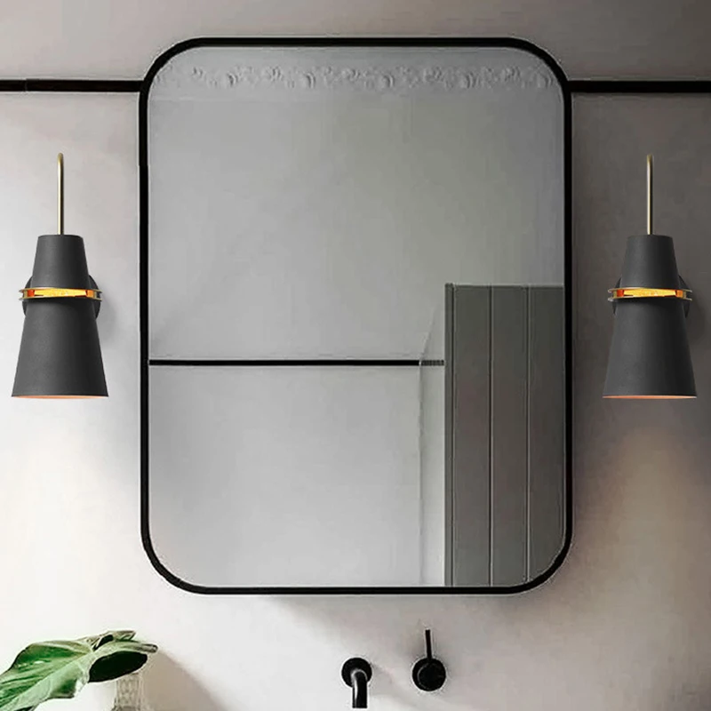 Modern wall light retro loft wall lamp headlamp art deco lighting iron lampshade wall+lamps bedside lamp dining room kitchen