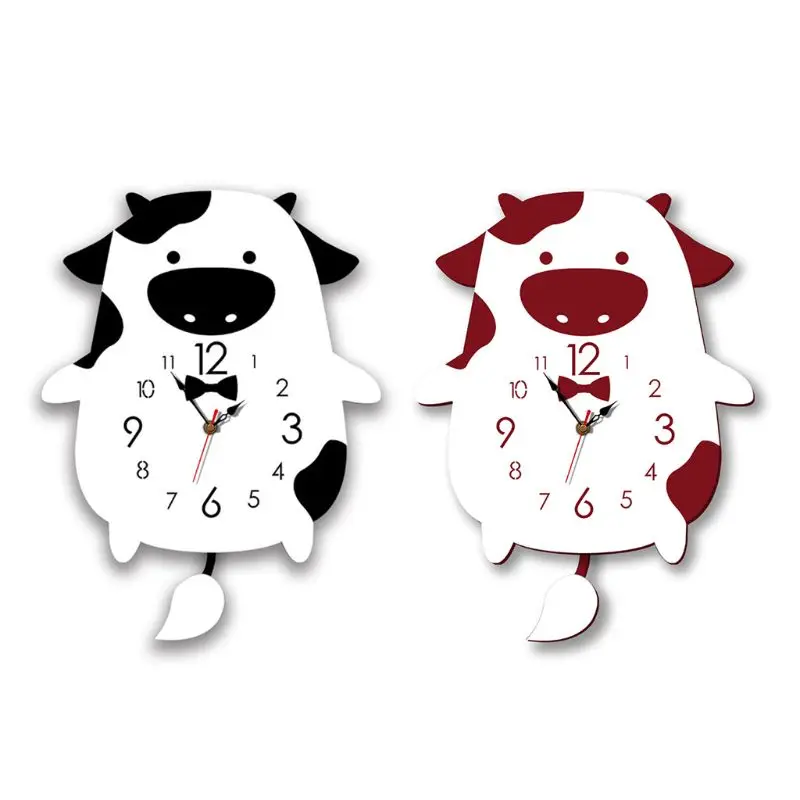 

Cute Cartoon Cow Wagging Tail Wall Clock Acrylic Clock Household Room Decoration Y1QB