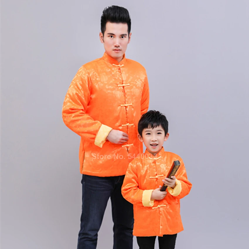 Одежда для родителей и детей на год китайские традиционные костюмы костюм для мужчин, женщин, детей, мальчиков и девочек зимнее двустороннее плотное пальто