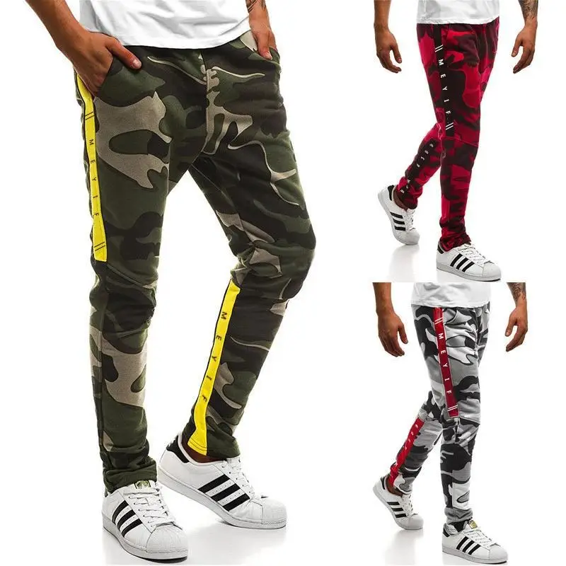 

Fitness Athletic Pants Men 2019 Autumn on New Style Camouflage Joint Lettered AliExpress Hot Models