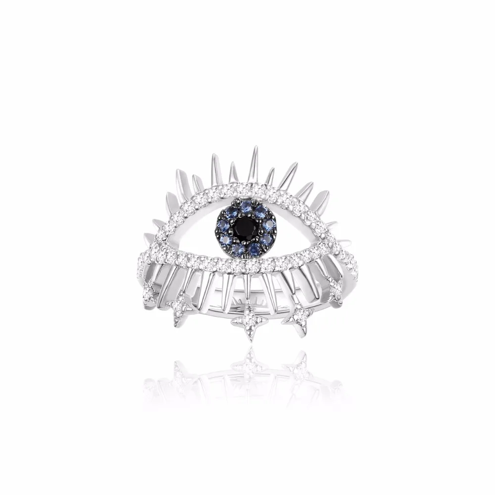 Популярный бренд, 925 пробы Серебряное кольцо Lucky Eye, голубой кубический цирконий, камни Monaco, кольца на палец для женщин, ювелирные изделия для глаз
